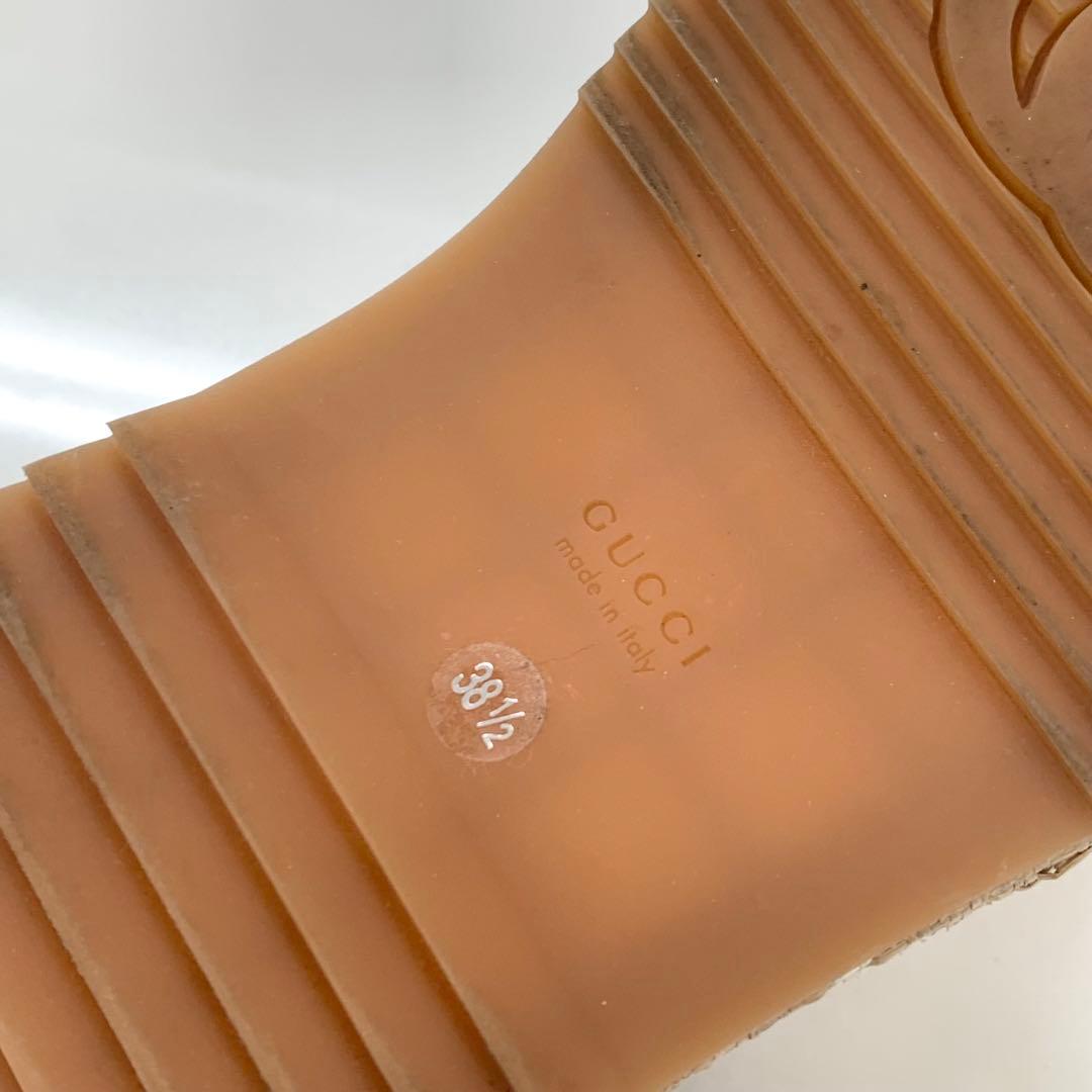 グッチ レザー ストロー GG ウェッジソール 厚底 サンダル バイカラー