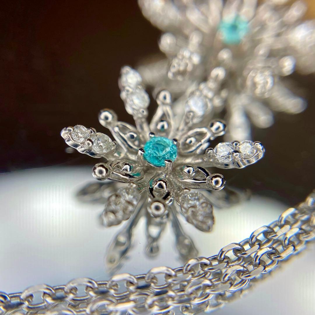 『専用です』天然パライバトルマリン ダイヤモンド スノーフレーク 計0.42ct