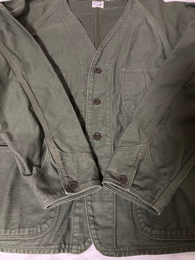 orSlow （オアスロウ） ノーカラージャケット サイズ2 オリーブ