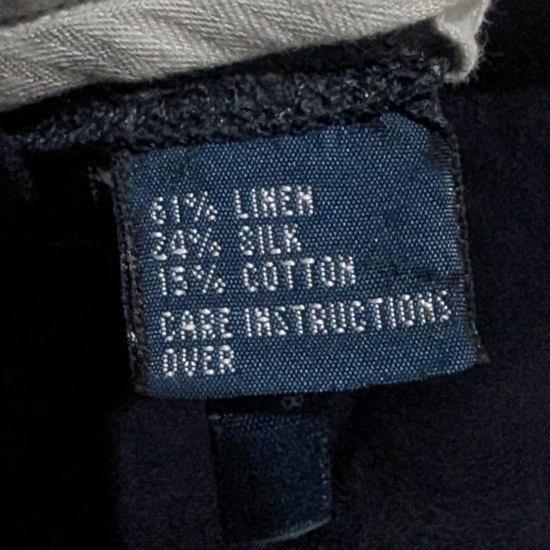 90s　ラルフローレン　ビンテージ　シルク　リネンパンツ　スラックス　ネイビー