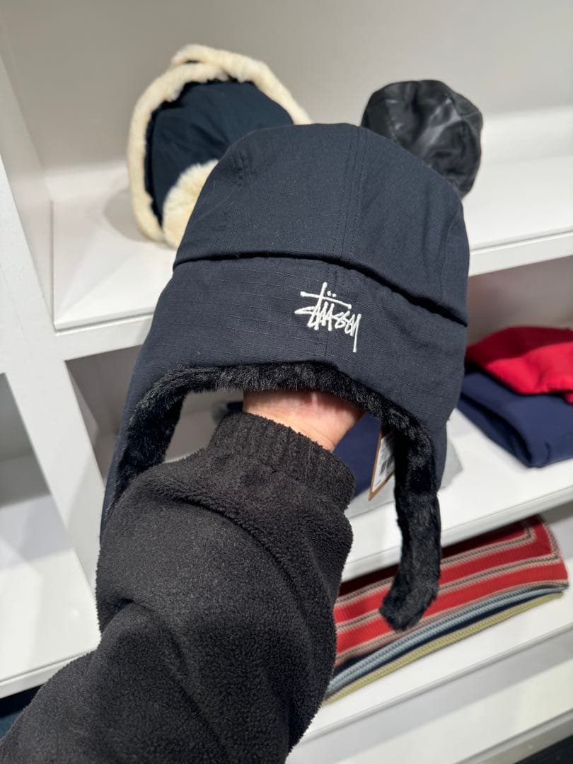 極少量stussy 25FW RIPSTOP TRAPPER CAP 黒L/XL