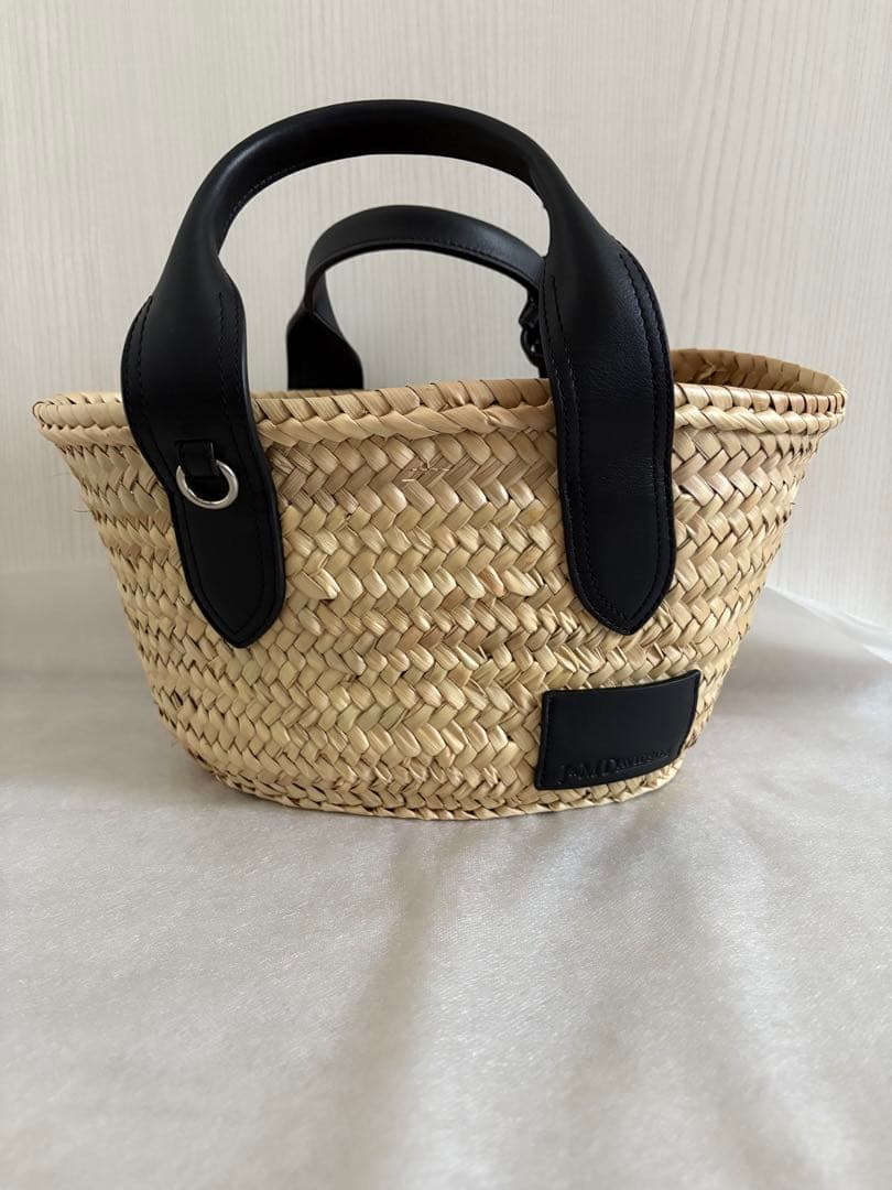 美品J&M DAVIDSON レザー ブラック かごバッグS