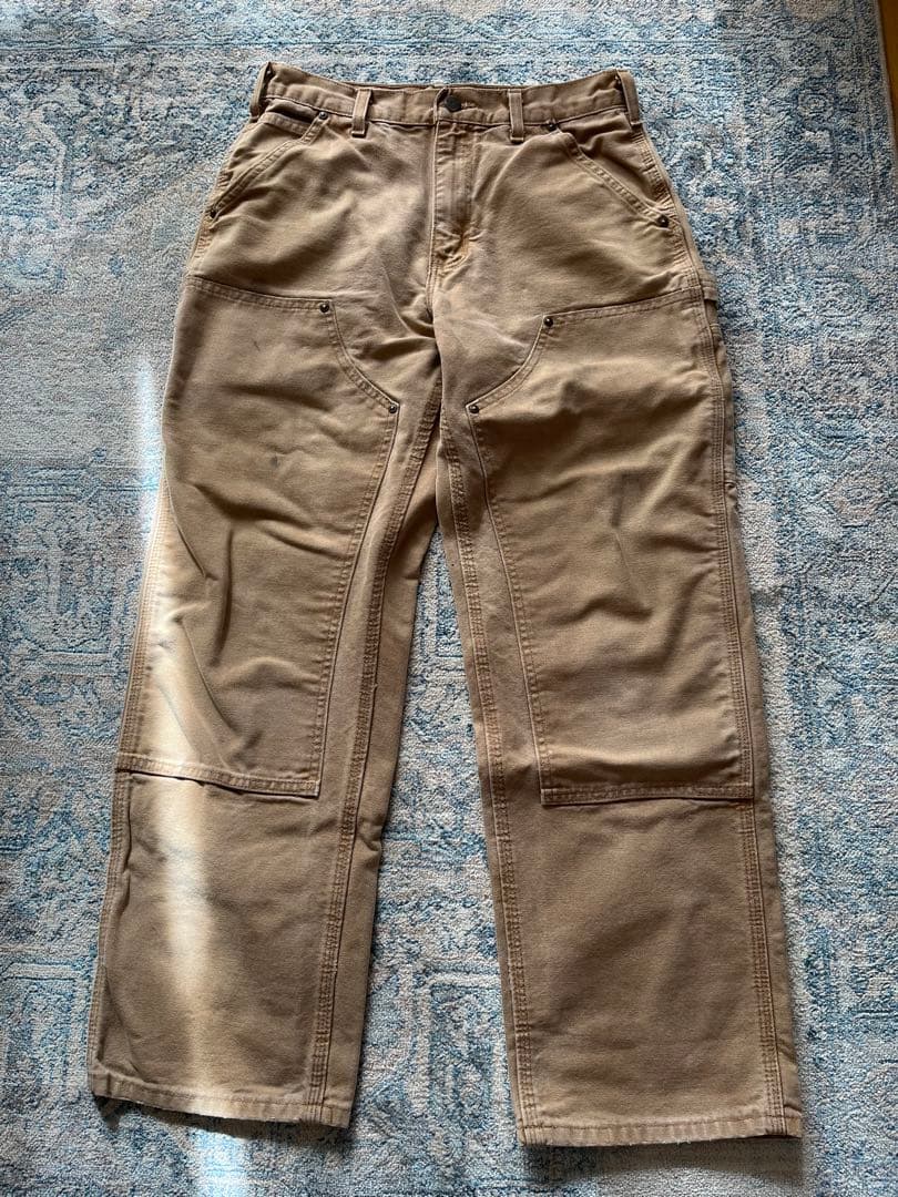 【美品】carhartt ダブルニー W30 L30ブラウン