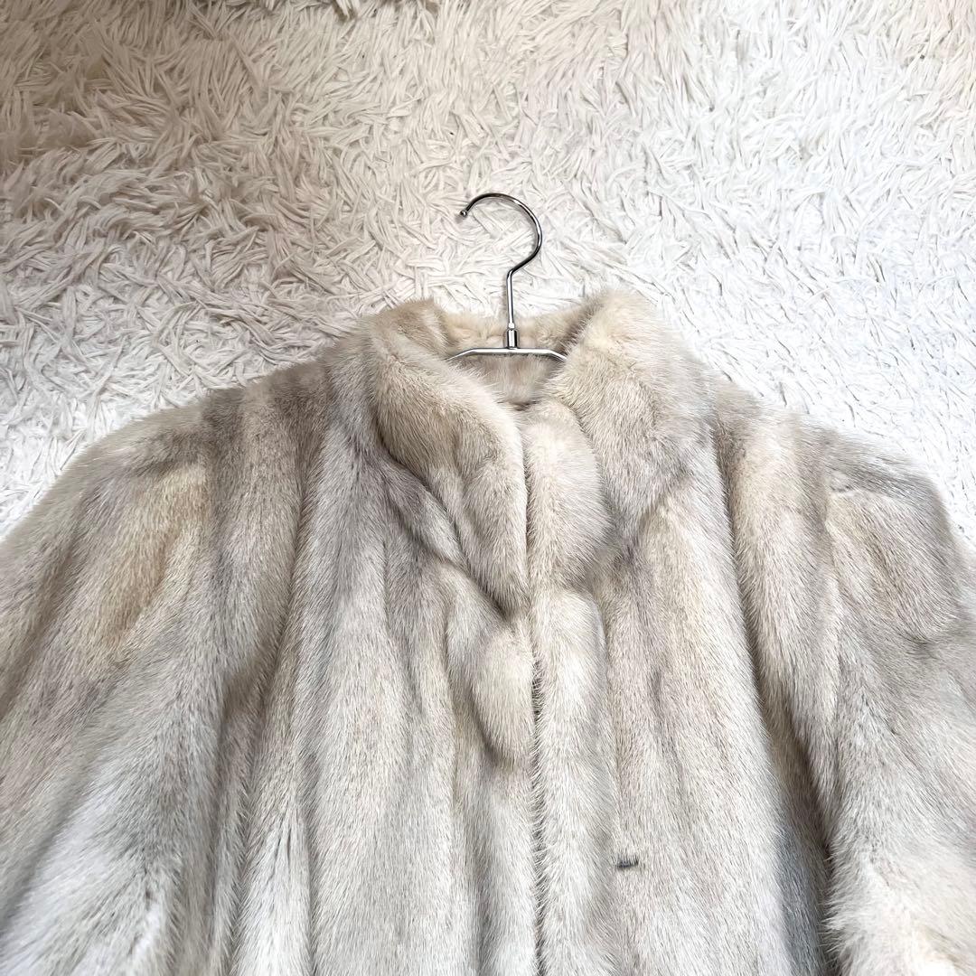 総丈90cm 肉厚ボリューム◎ サファイアミンク リアルファーコート 毛皮 40