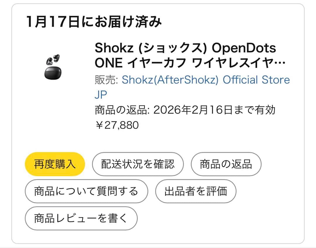 SHOKZ OpenDots ONE E310 ブラック イヤーカフ
