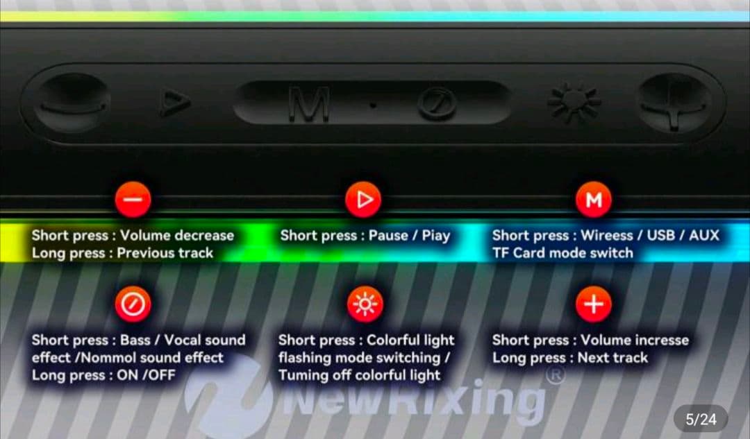 NewRixing ワイヤレススピーカー 30W