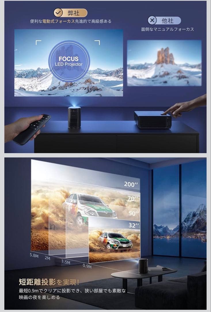 LED ホームプロジェクター 1920*1080 家庭用 Bluetooth