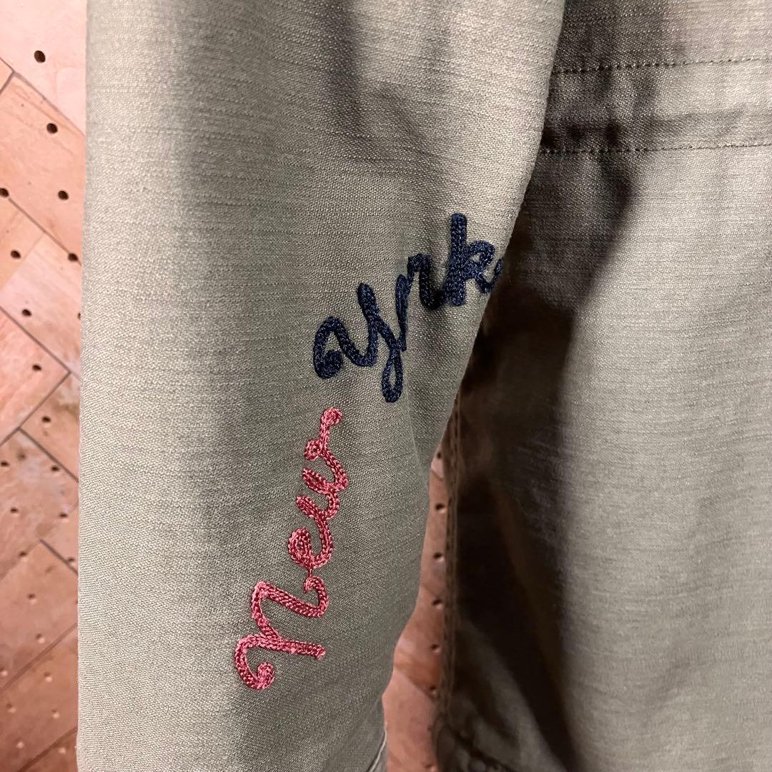 Schott ヒョウ柄 裏地ミリタリージャケット M 刺繍あり