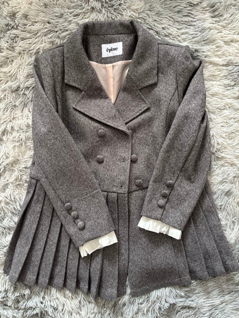 epine プリーツフリルジャケット グレー