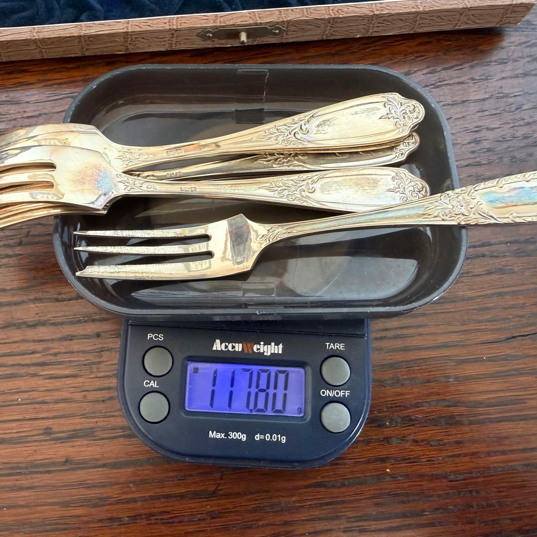 純銀シルバー製フォークセット　可愛い小花パターン