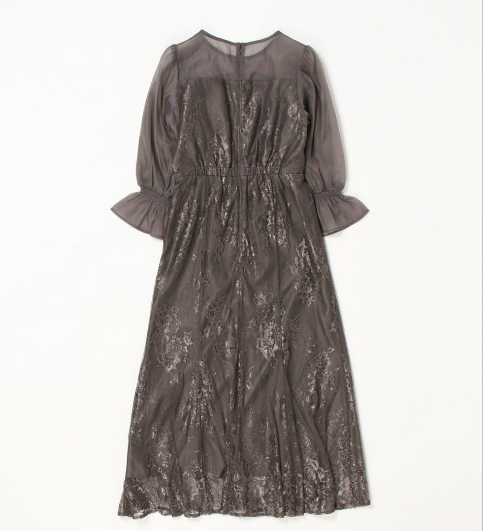 Lサイズ チャコール レース パーティードレス