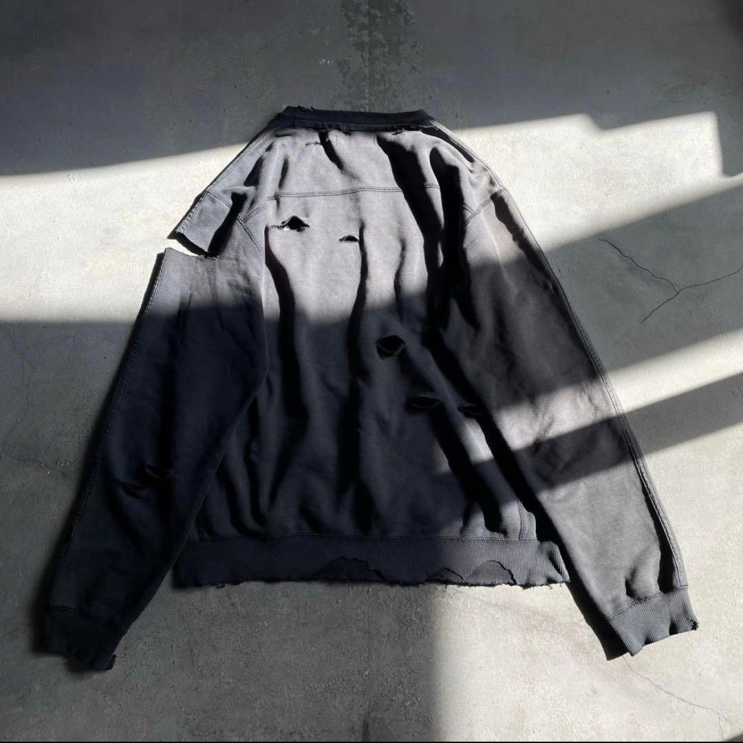 刺繍☆墨黒☆三本線☆broken grange fade boro sweat