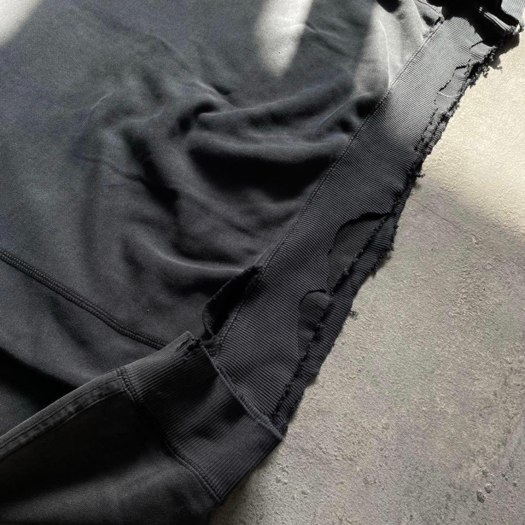 刺繍☆墨黒☆三本線☆broken grange fade boro sweat