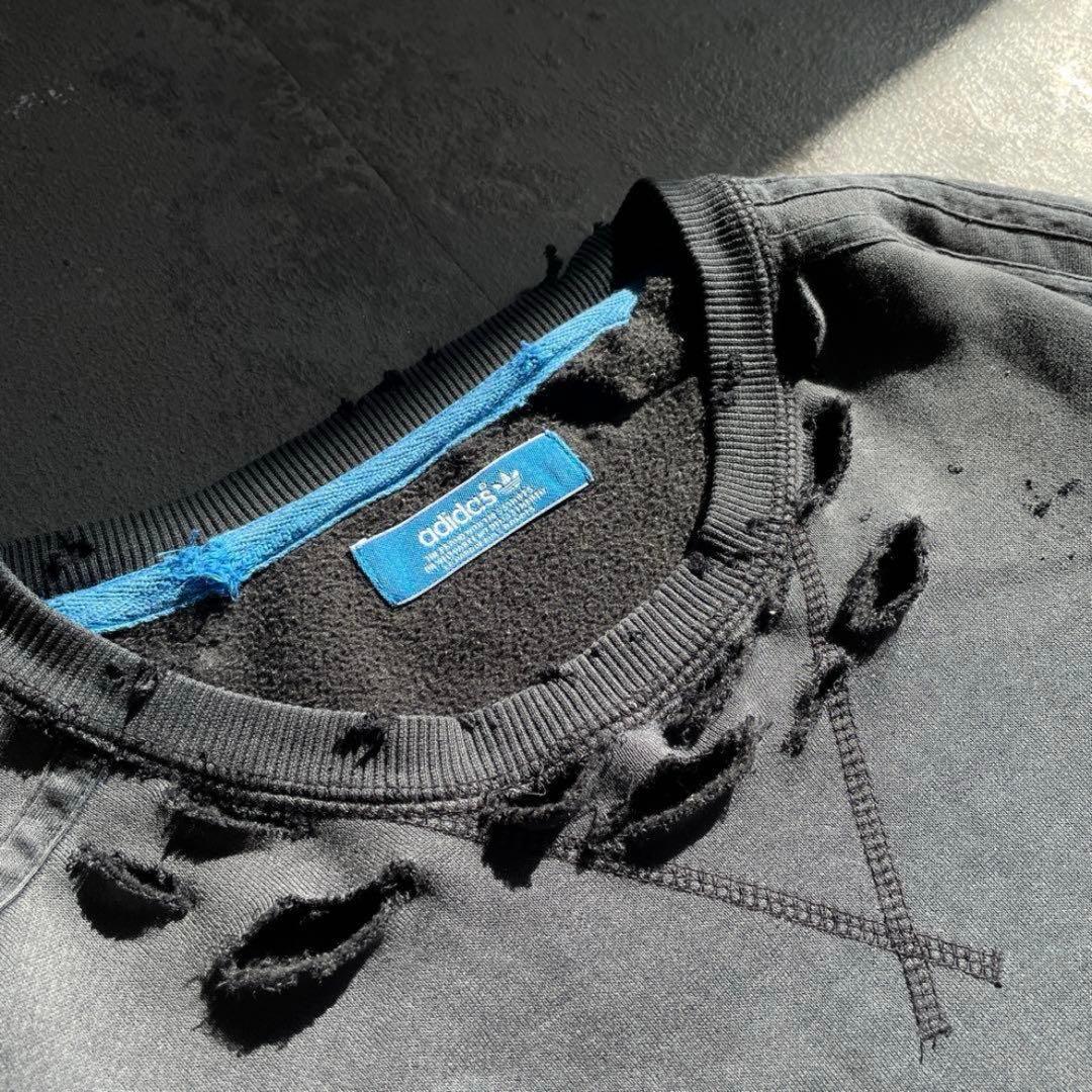 刺繍☆墨黒☆三本線☆broken grange fade boro sweat