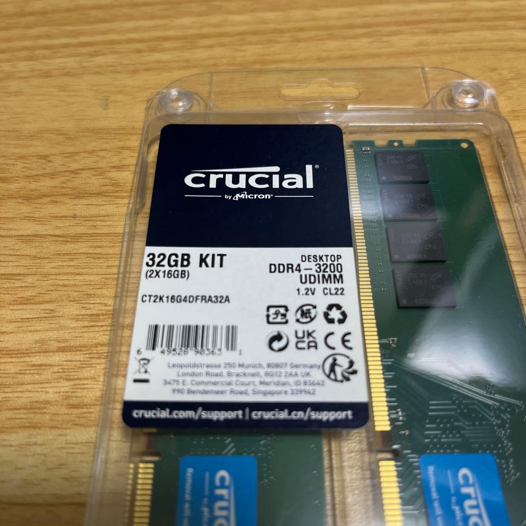 メモリー Crucial 32GB (2x16GB) DDR4 3200MHz UDIMM