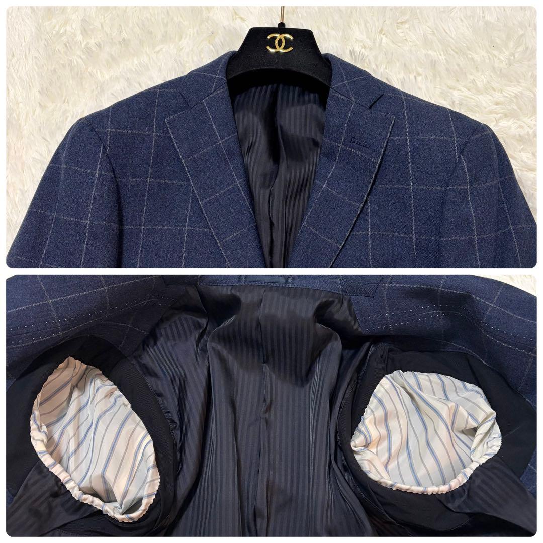 【極美品】タカキュー セットアップ ネイビー 段返り3つボタン ウール100