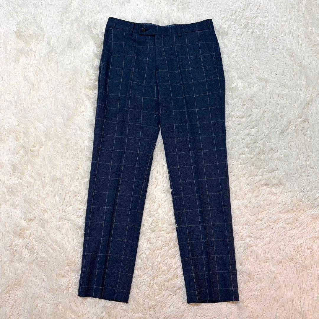 【極美品】タカキュー セットアップ ネイビー 段返り3つボタン ウール100