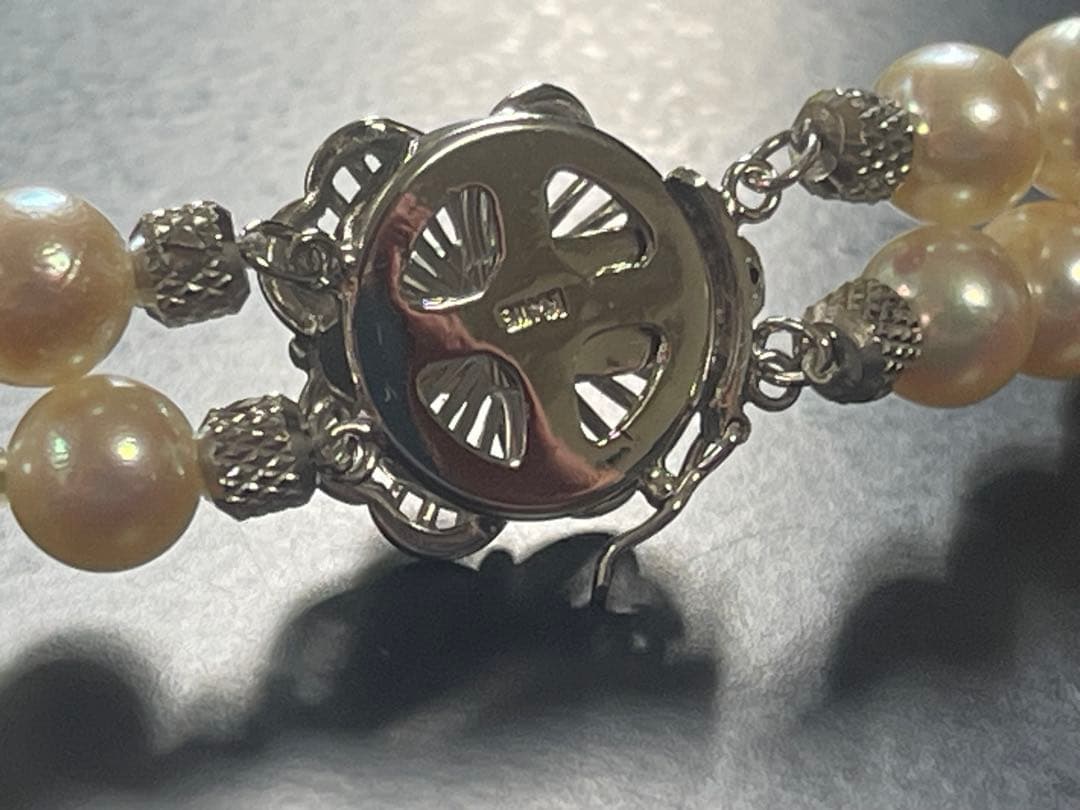 アコヤ真珠 2連ネックレス 14Kクラスプ 花モチーフ フォーマル