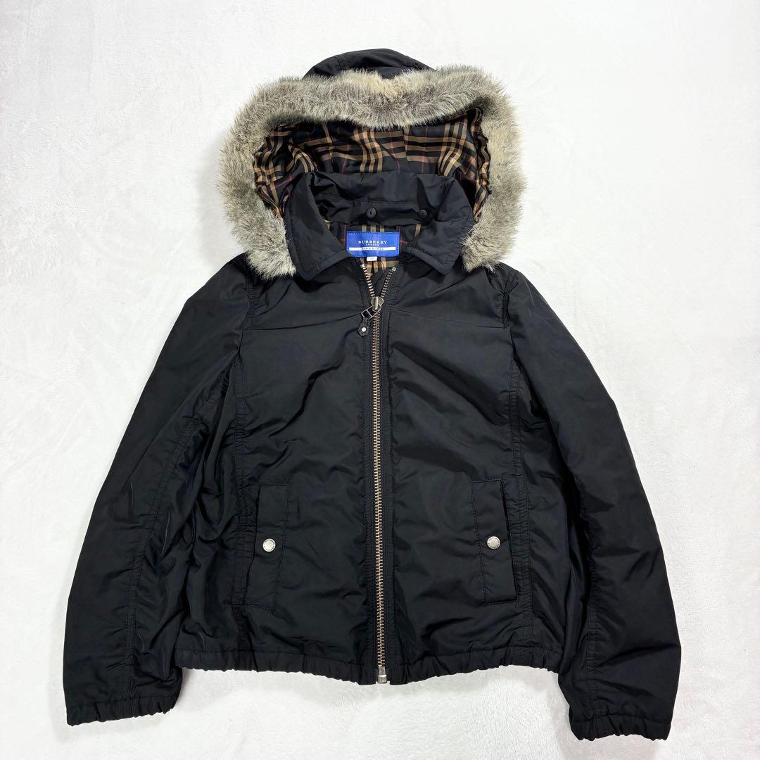 最終価格✨バーバリーブルーレーベル フーデット ブルゾン ノバチェック ファー付