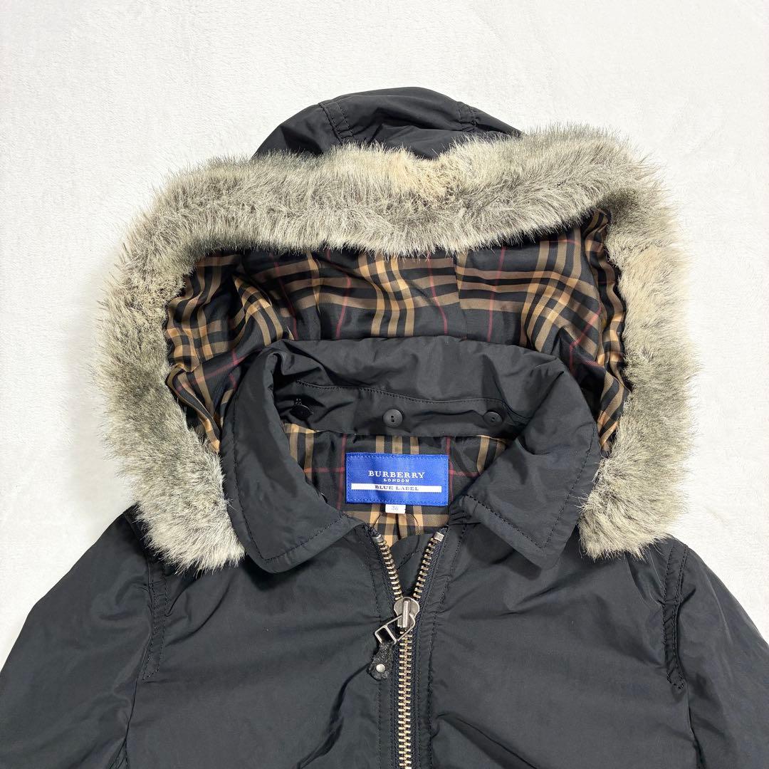 最終価格✨バーバリーブルーレーベル フーデット ブルゾン ノバチェック ファー付