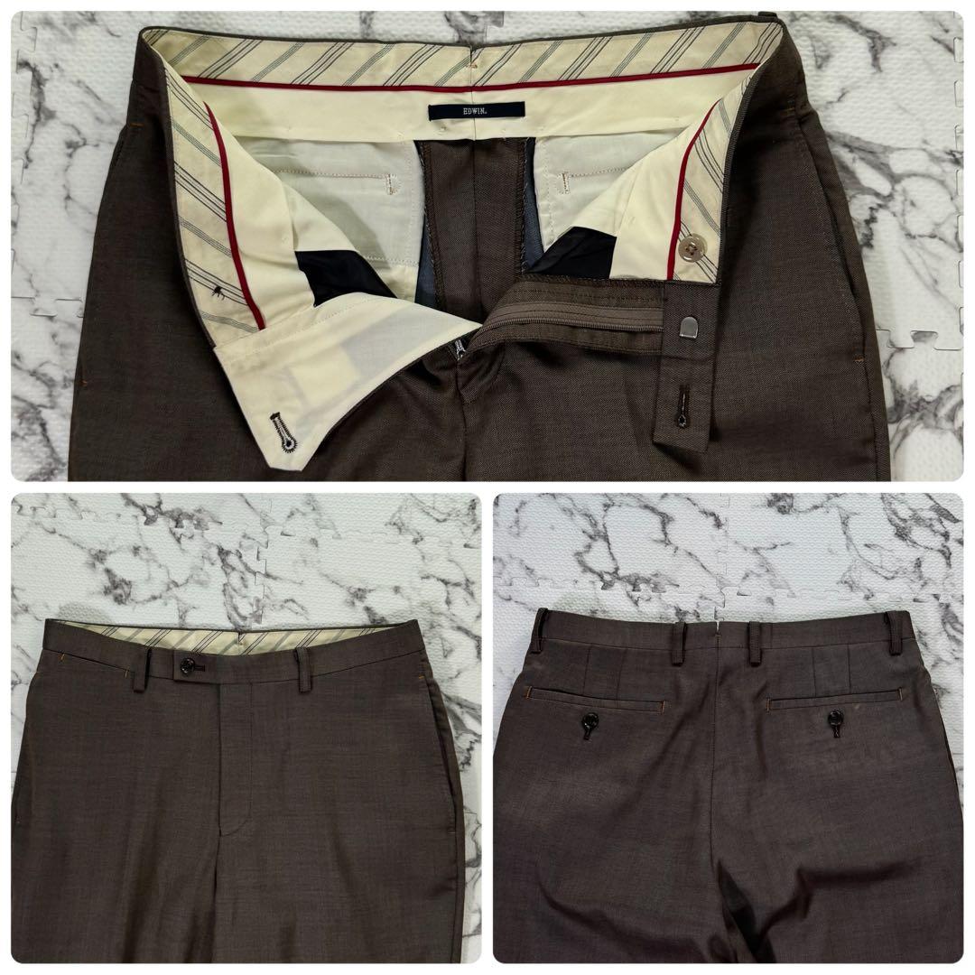 エドウィン　スーツ　セットアップ　3ピース　バイカラー　ストレッチ　ブラウン