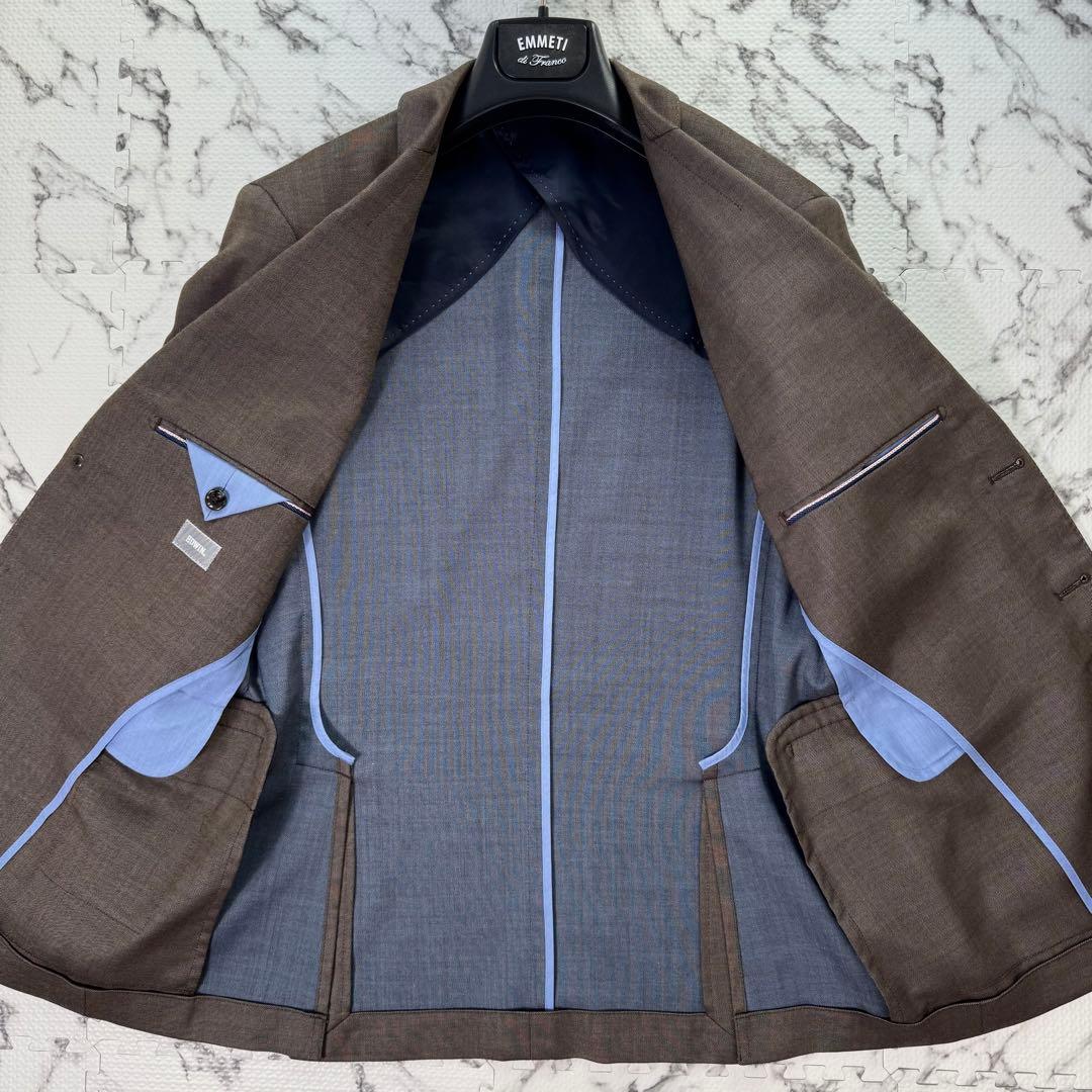 エドウィン　スーツ　セットアップ　3ピース　バイカラー　ストレッチ　ブラウン