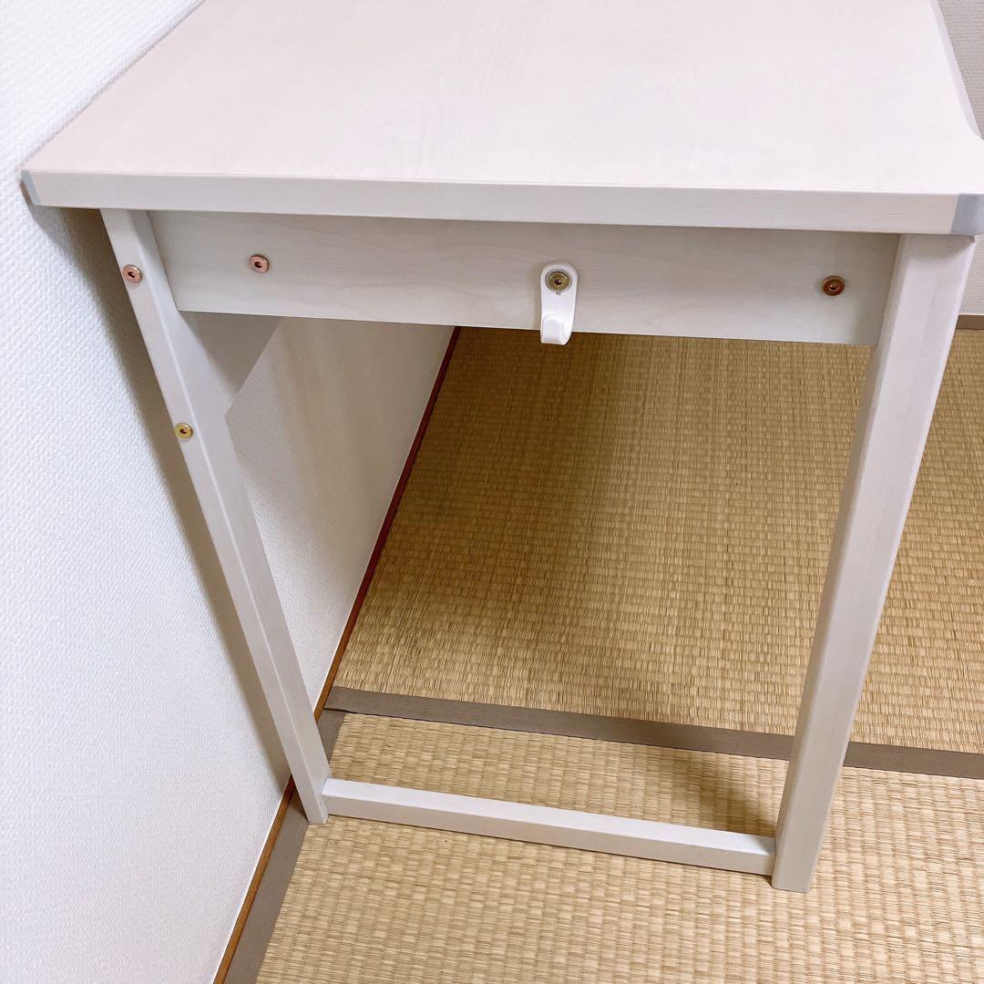 学習机 デスク(メルシーRN) ホワイトウォッシュ 引き出し付 天然木