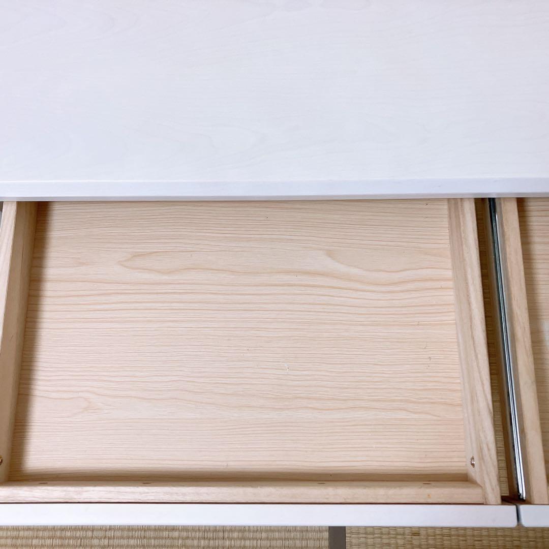 学習机 デスク(メルシーRN) ホワイトウォッシュ 引き出し付 天然木