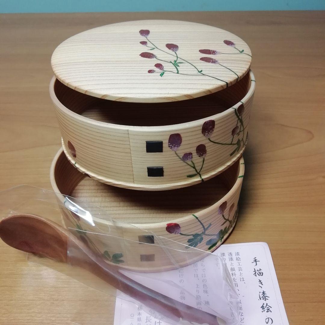 【未使用】大館曲げわっぱ　手描き漆絵（箱付き）