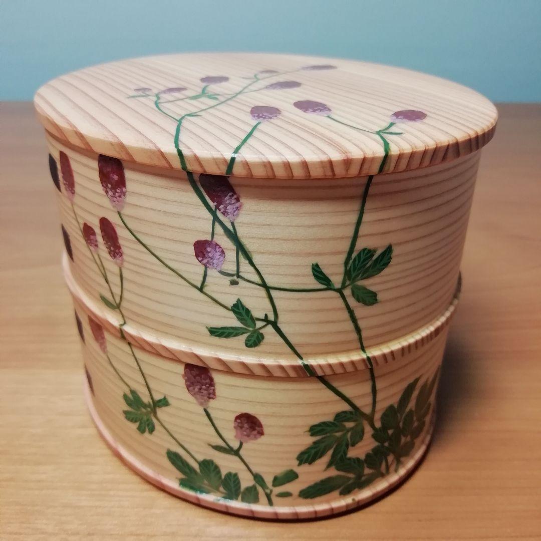 【未使用】大館曲げわっぱ　手描き漆絵（箱付き）