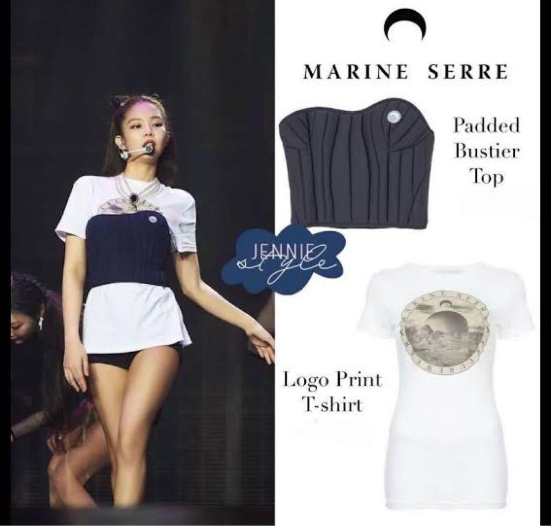 【MARINE SERRE】 NAVY Padded Bustier