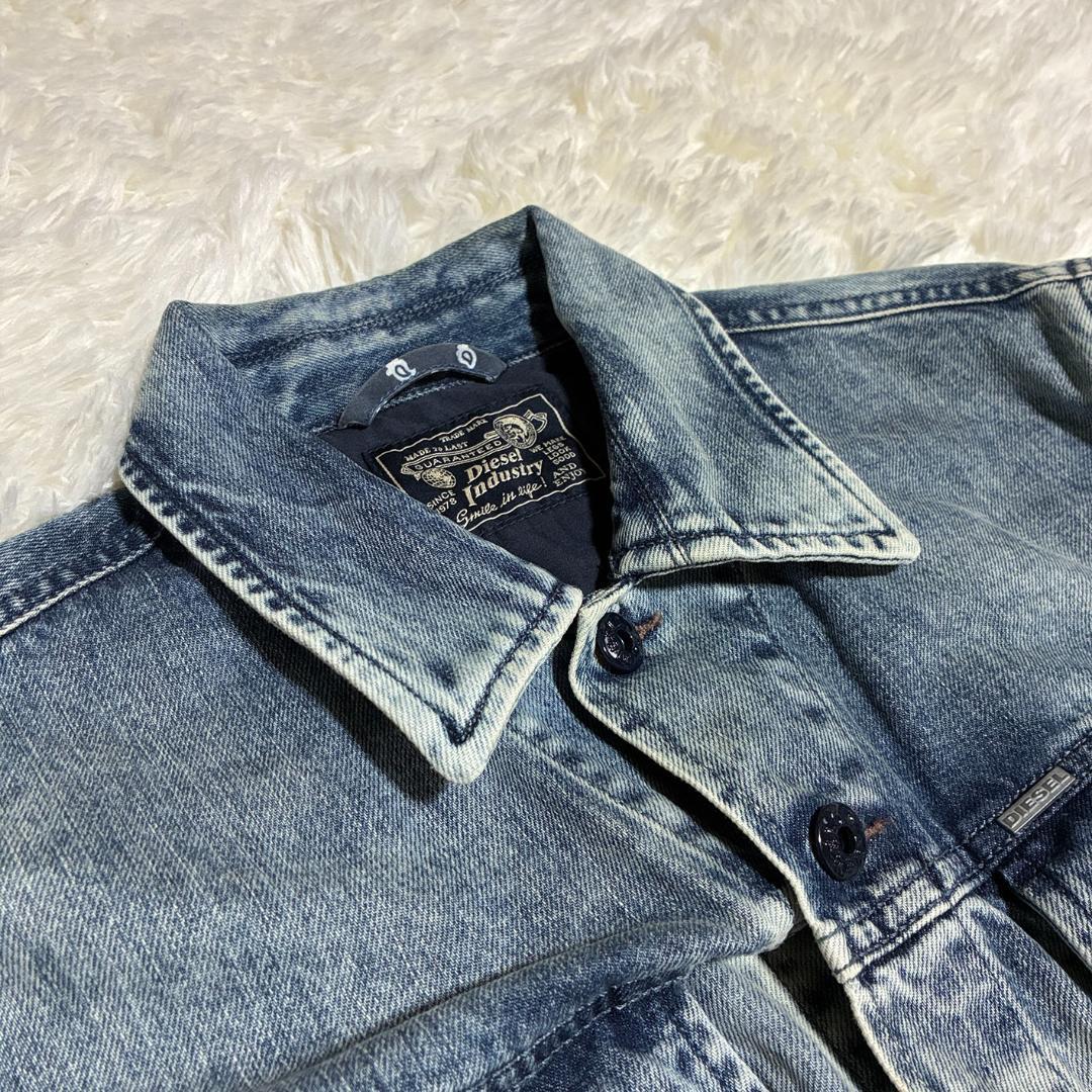 ★美品 XLサイズ★ DIESEL デニムジャケット ダメージ加工 ブルー