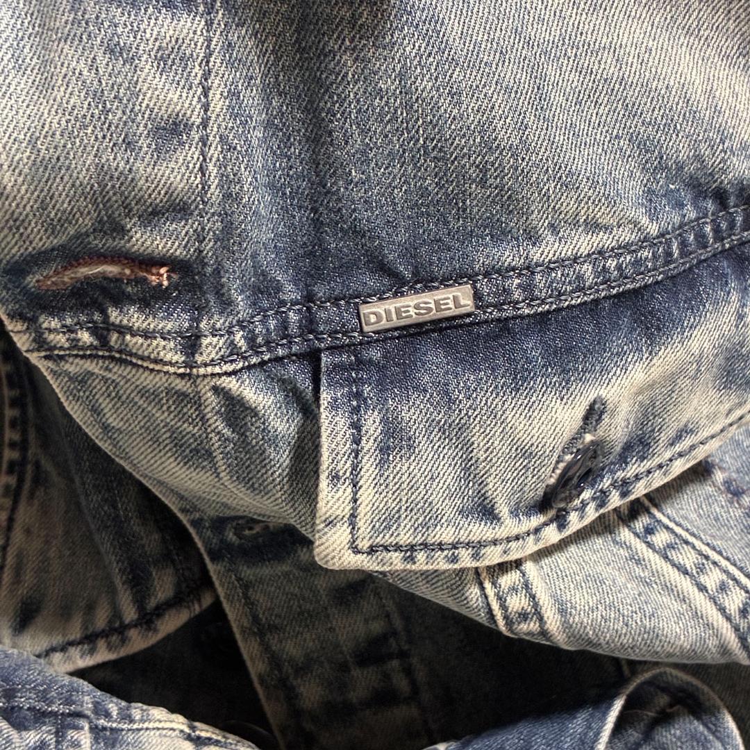 ★美品 XLサイズ★ DIESEL デニムジャケット ダメージ加工 ブルー