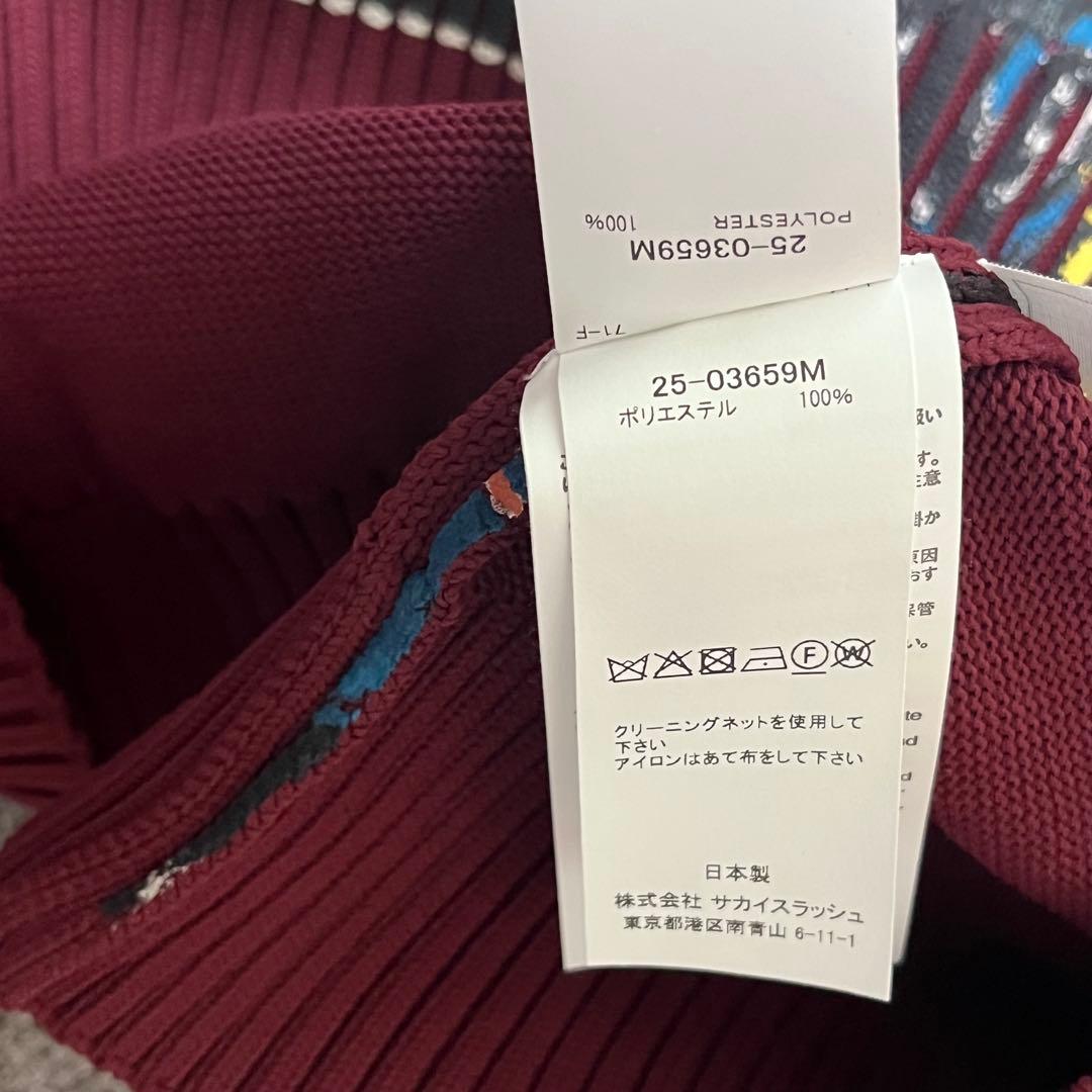 トップス sacai 25ss car race knit burgundy size 3