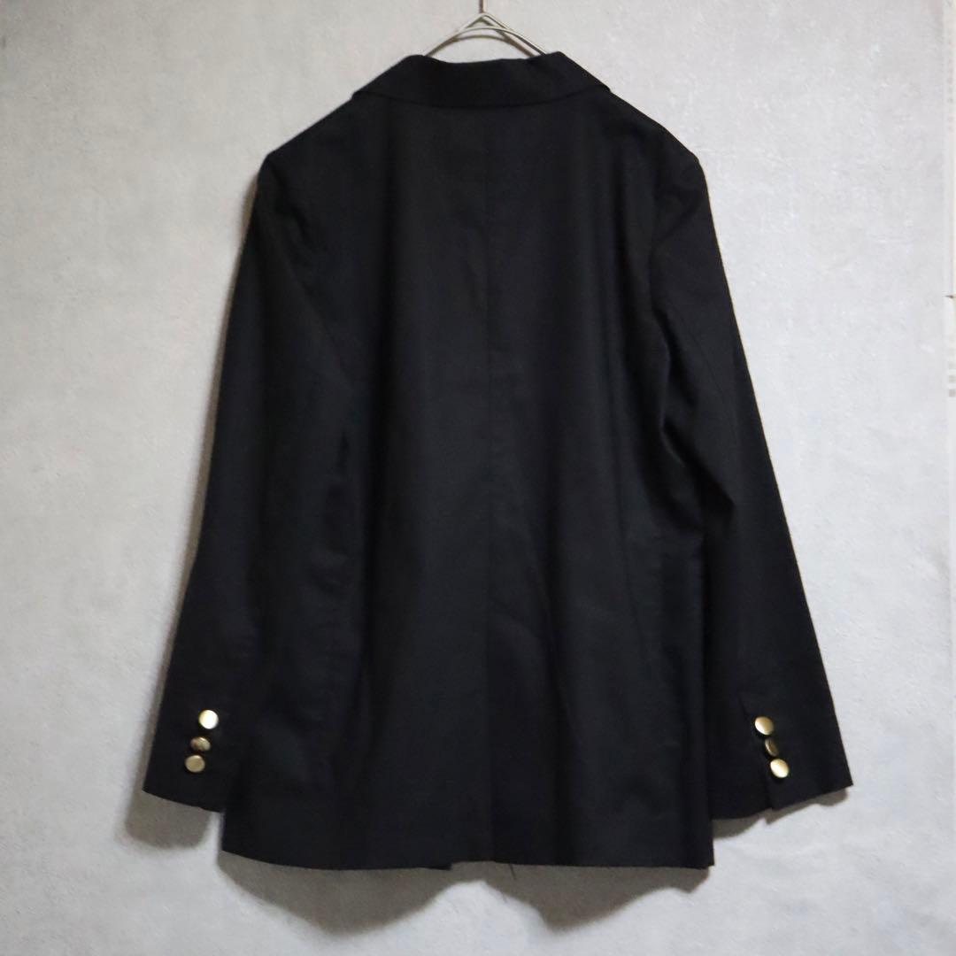 【美品】NOBLE 麻ストレッチピークドラペルダブルジャケット ブラック 黒