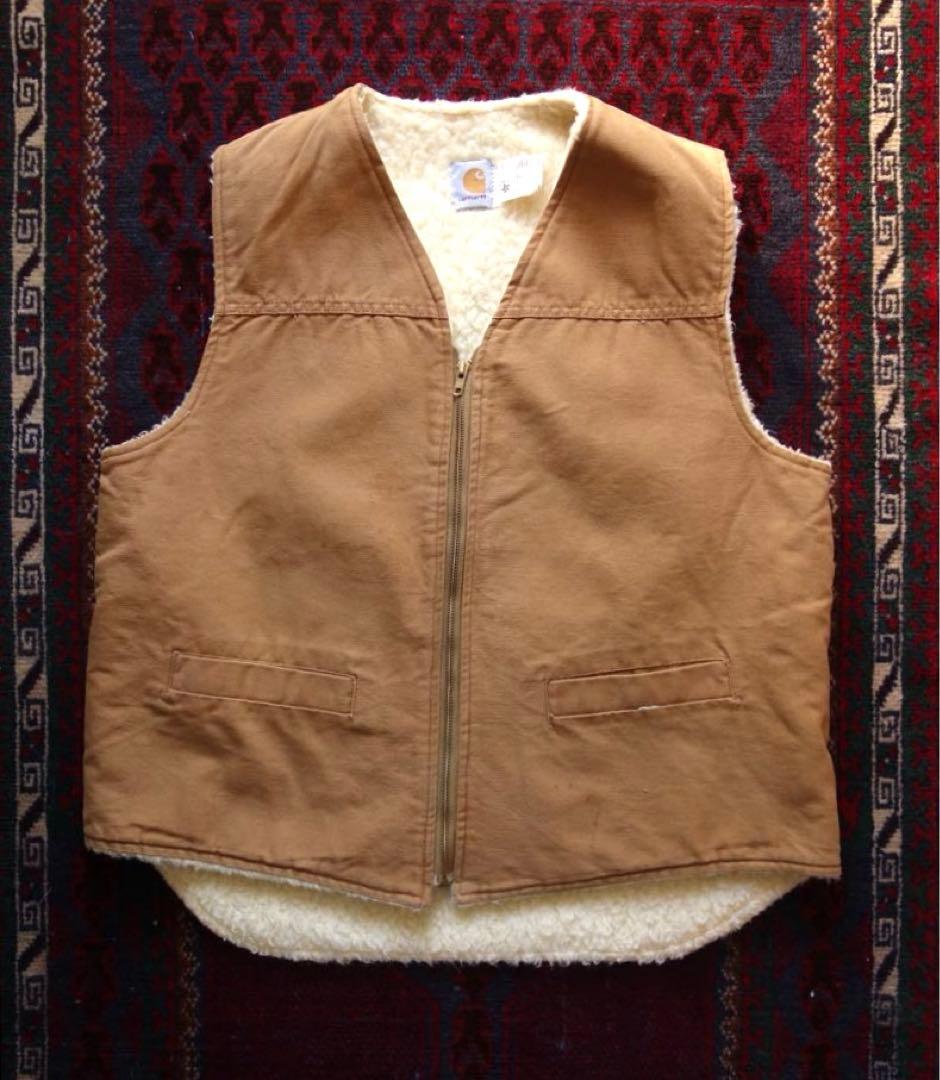 80s carhartt ダックベスト XL ボア付き カーハート　美品 USA