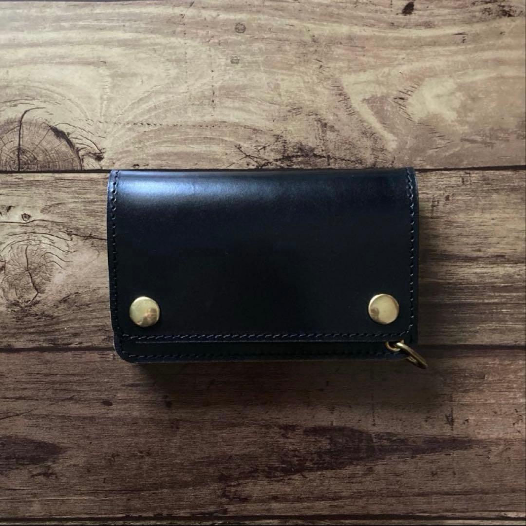 【お札を折らずに収納】ミドルトラッカーウォレット 茶芯ブラック【受注生産】