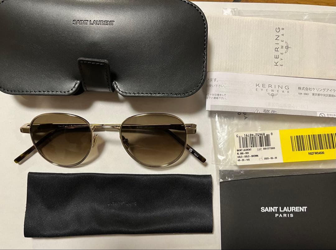 未使用　サンローラン　SL555 003 サングラス　ブラウン　ゴールド
