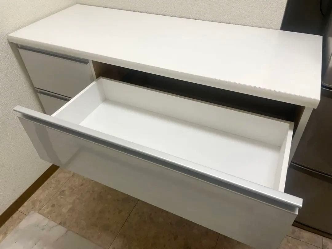 【本日最終日】キッチンカウンター 幅120cm 白　食器棚 レンジ台