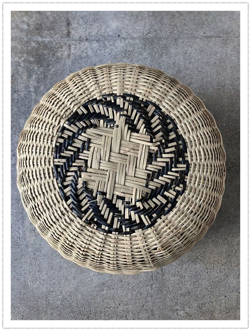 鳥越竹細工 竹籠 鈴竹 岩手 竹かご 丸かご手作り 古民具 竹細工 アンティーク