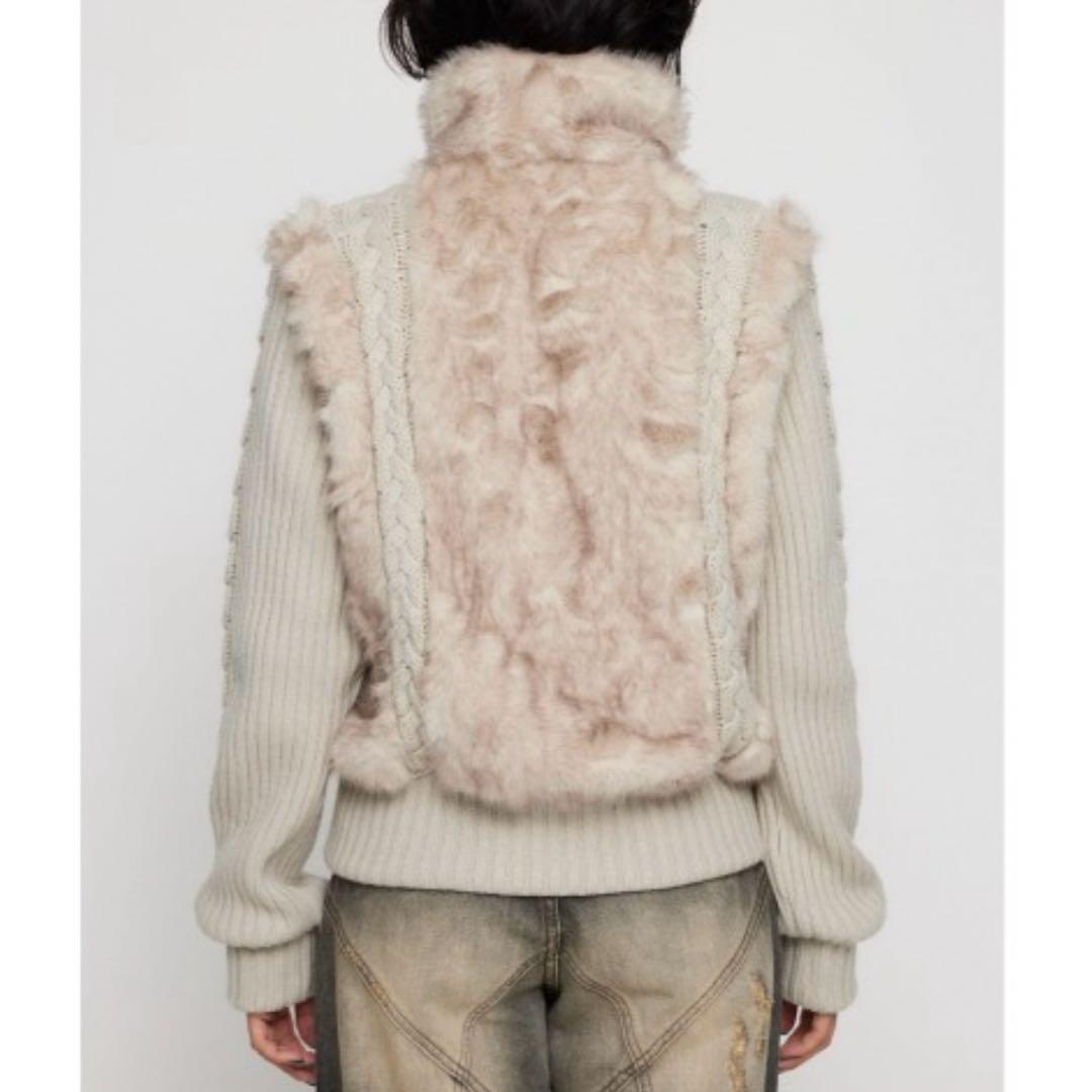 【LAGUAGEM】CABLE KNIT FAUX FUR ブルゾン