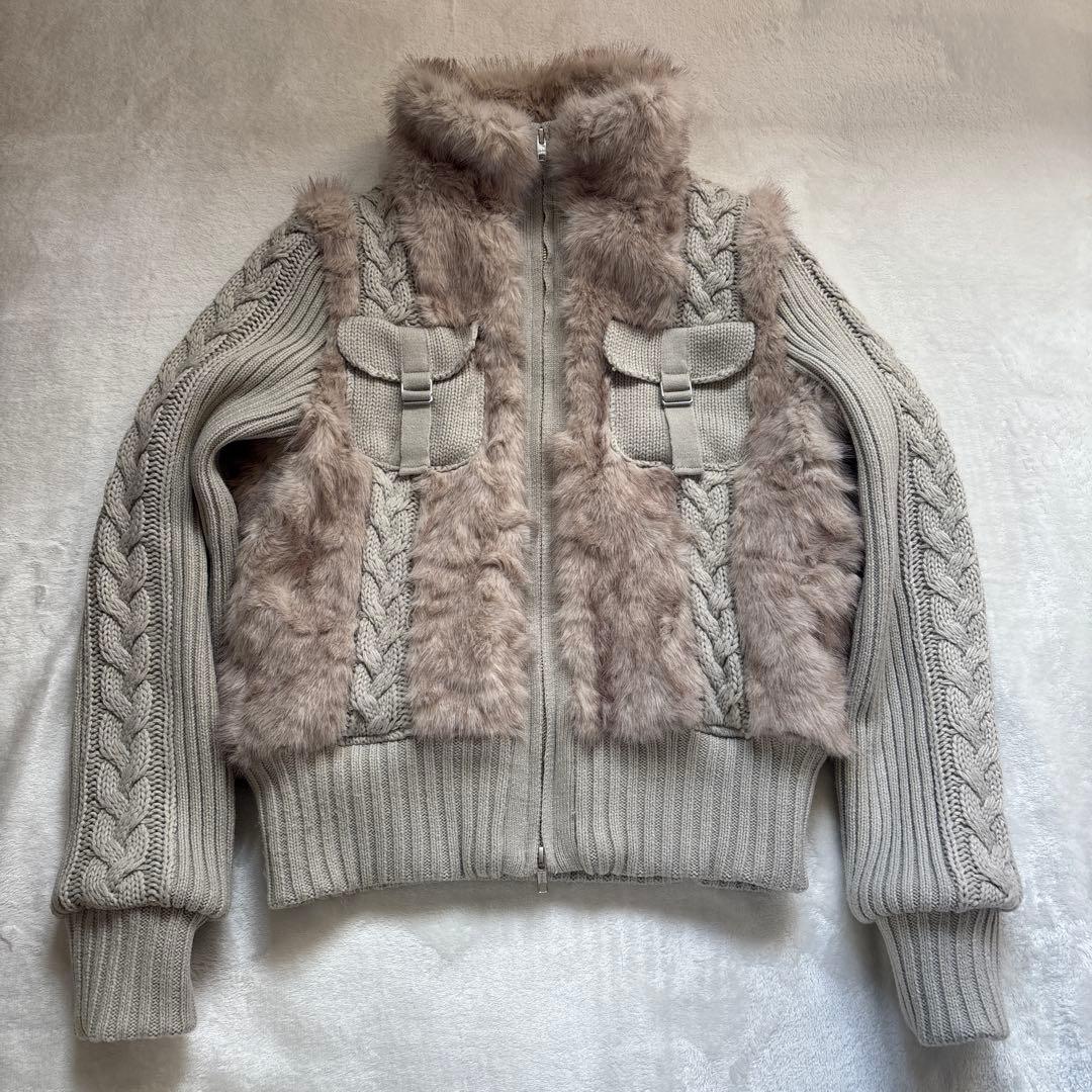 【LAGUAGEM】CABLE KNIT FAUX FUR ブルゾン
