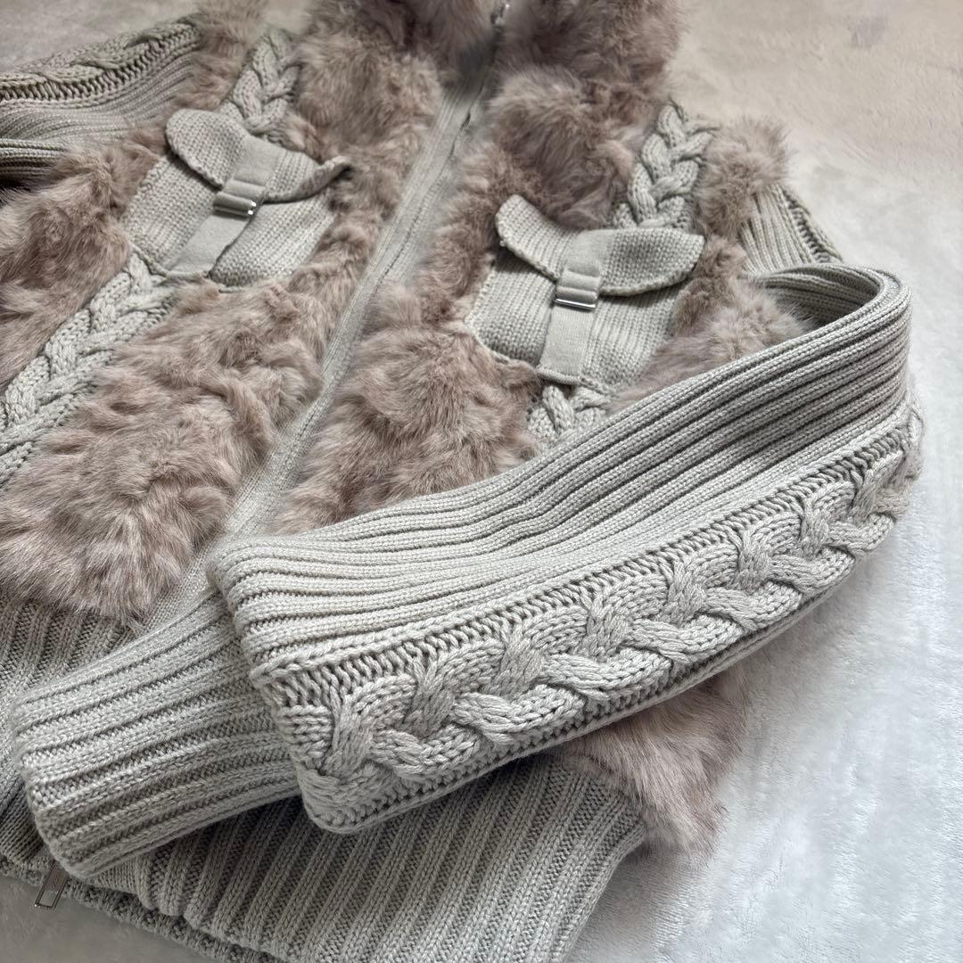 【LAGUAGEM】CABLE KNIT FAUX FUR ブルゾン