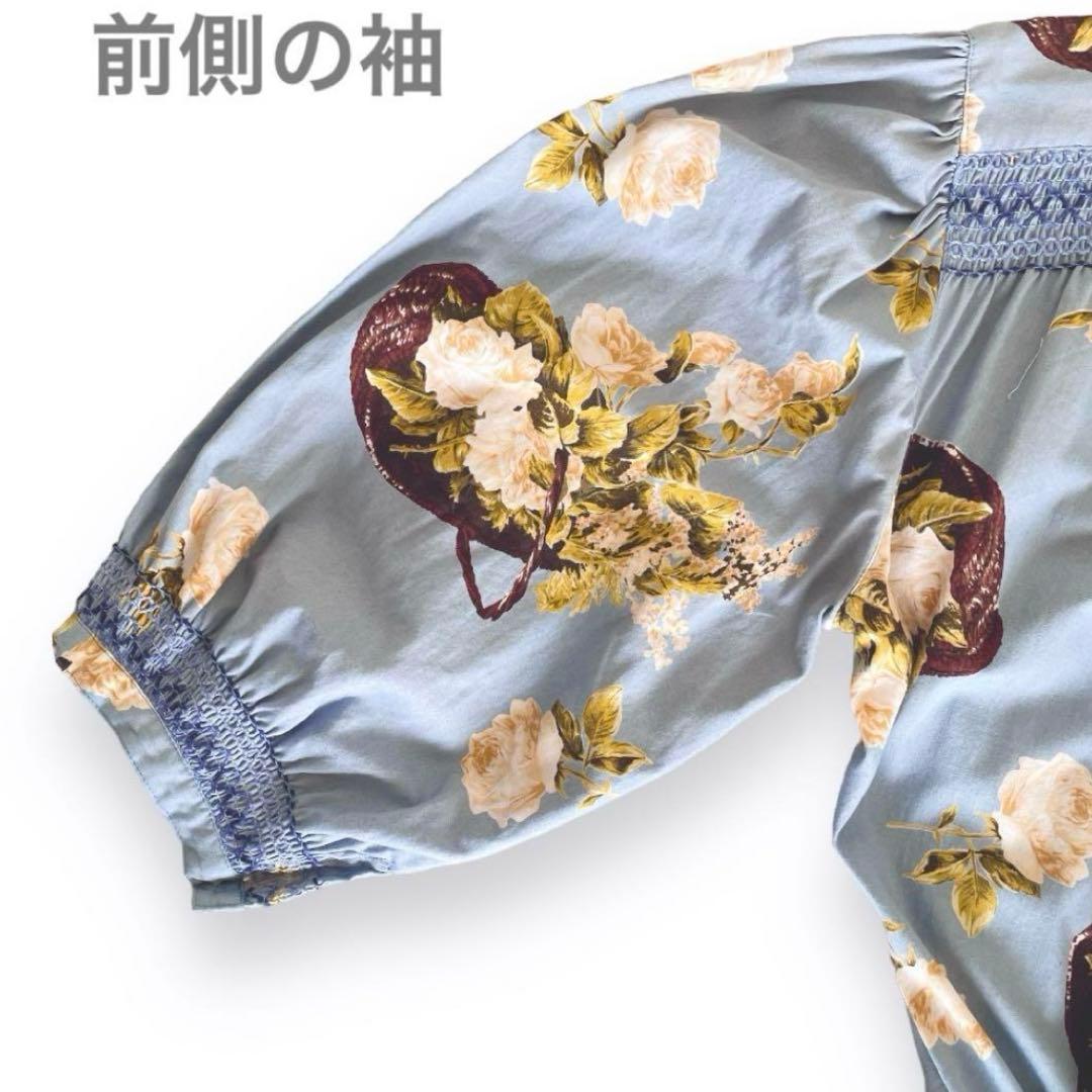 INGEBORG インゲボルグ 花柄ロングワンピース　水色　薔薇　バラ　ローズ