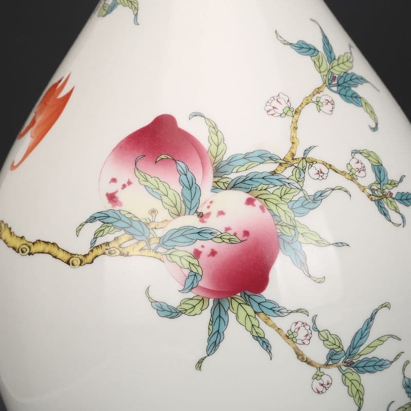 清乾隆粉彩福寿九桃紋オリーブ瓶 景徳鎮 陶磁器 装飾品 現代工芸品 美術品 置物