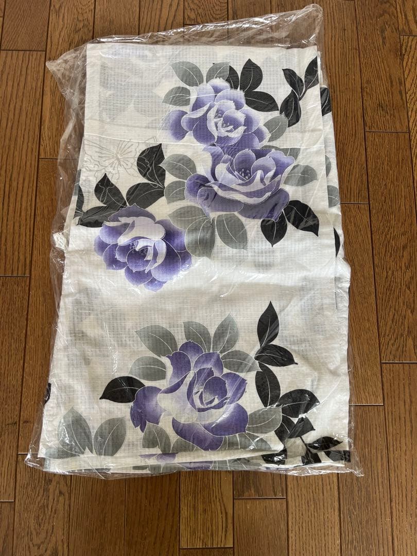 紫色の牡丹柄 浴衣・帯・下駄セット
