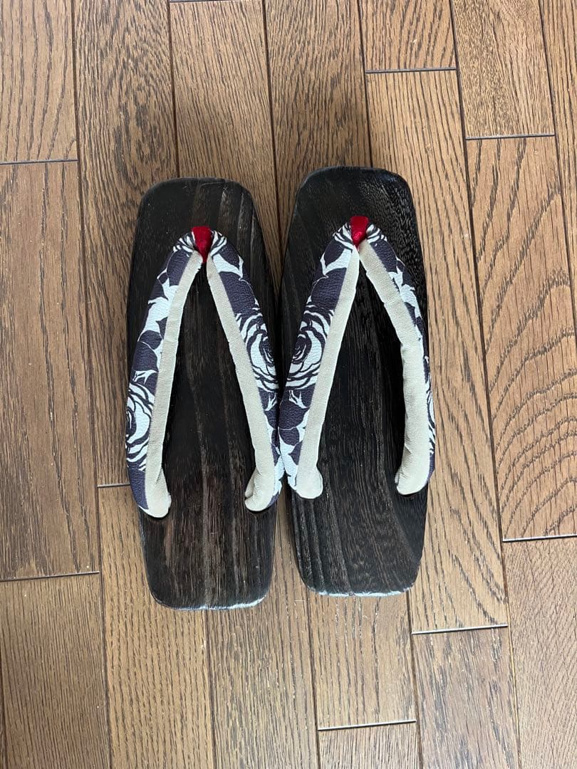 紫色の牡丹柄 浴衣・帯・下駄セット