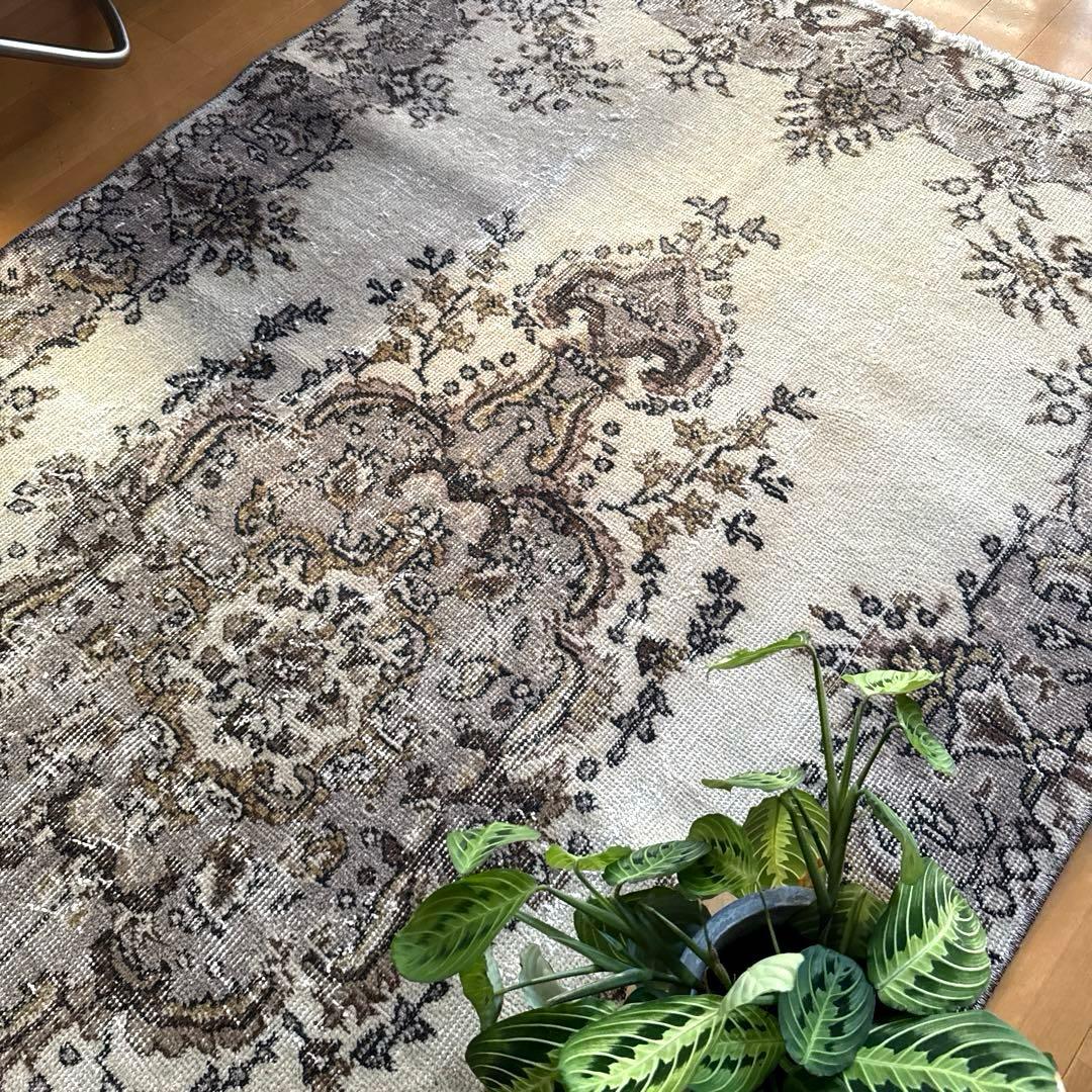 専用116×204 グレージュ×ブラウン　王道メダリオン　トルコヴィンテージラグ