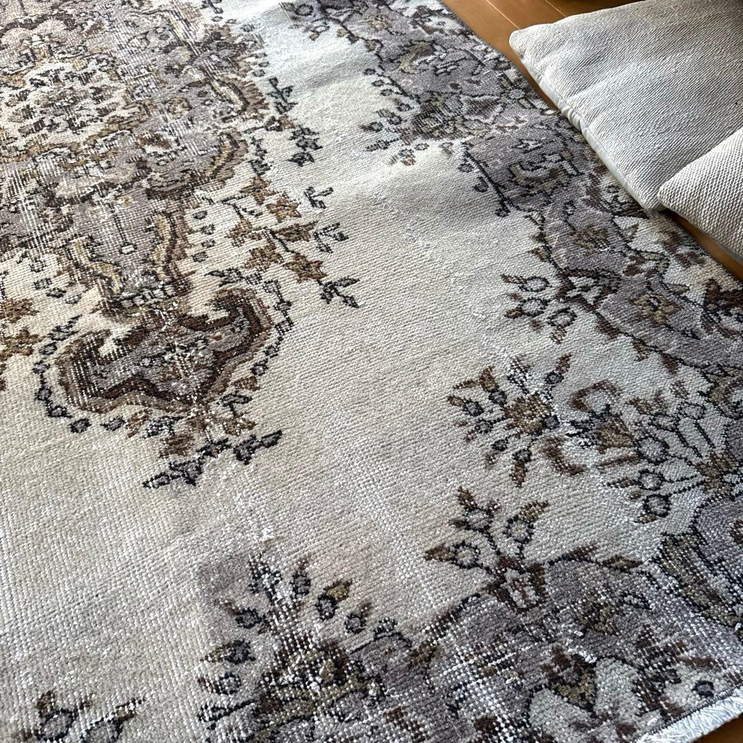 専用116×204 グレージュ×ブラウン　王道メダリオン　トルコヴィンテージラグ