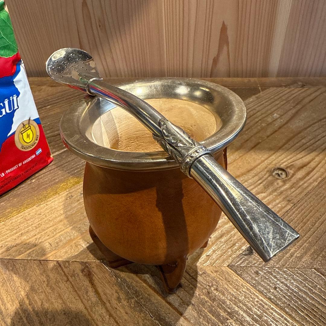 マテ壺、マテ茶、ストロー　3点セット